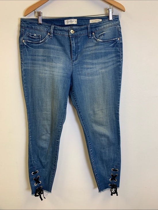 Jessica Simpson Denim - Jessica Simpson Medium Blue Lace-Up Ankle Skinny Jeans